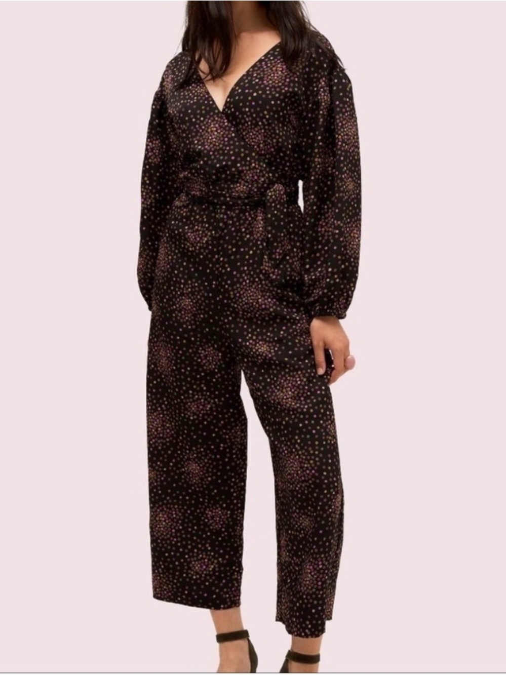 kate spade Black Jumpsuit with Pink Polka Dot Print